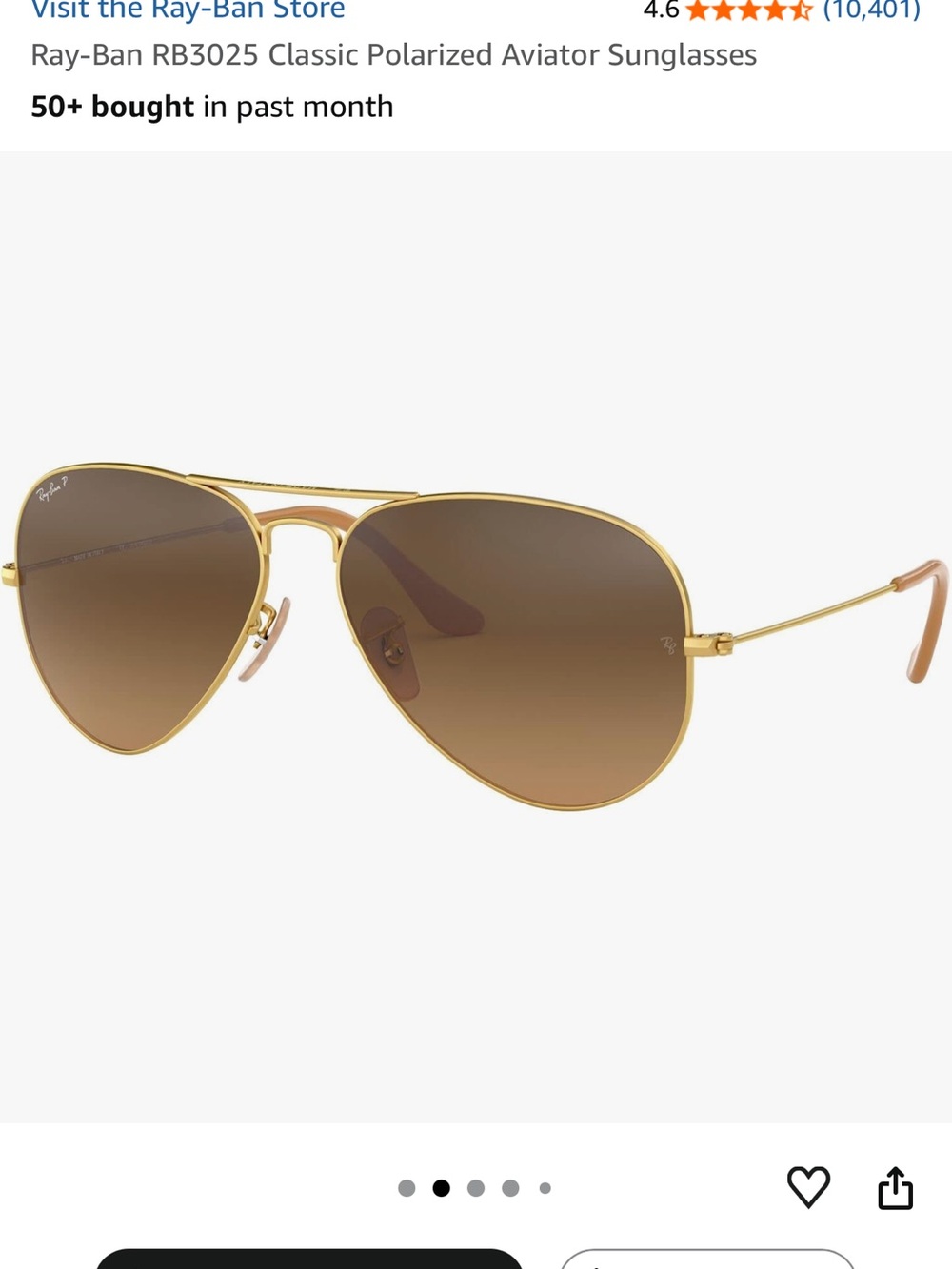 Ray-Ban Polarized Gold Frame Brown Gradient Aviator Sunglasses - Classic Metal - Picture 1 of 7